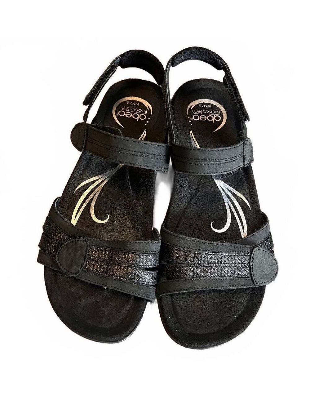 ABEO B.I.O. System Brynn Black Leather Comfort Walking Slingback Sandals 7.5M